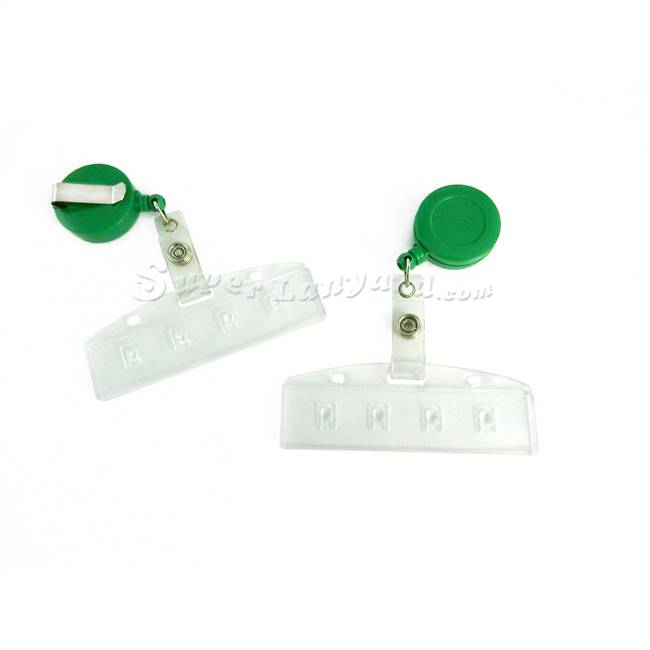  Frost half-card holder with a green retractable ID reel-DBH014R-GRN 
