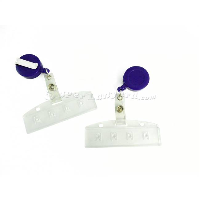  Frost half-card holder with a purple retractable ID reel-DBH014R-PRP 