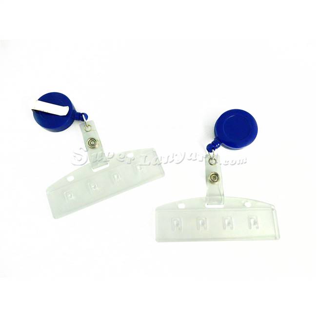  Frost half-card holder with a royal blue retractable ID reel-DBH014R-RBL 