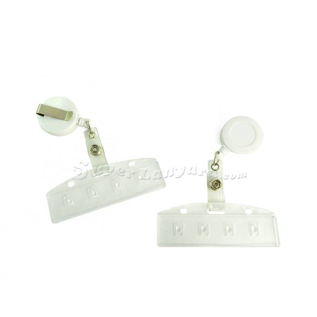  Frost half-card holder with a white retractable ID reel-DBH014R-WHT 