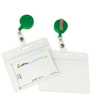  Resealable badge holder with a green ID reel-HHB017E-GRN 