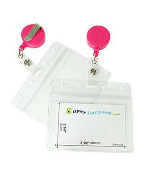  Resealable badge holder with a hot pink ID reel-HHB017E-HPK 