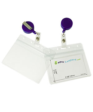  Resealable badge holder with a purple ID reel-HHB017E-PRP 