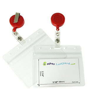  Resealable badge holder with a red ID reel-HHB017E-RED 