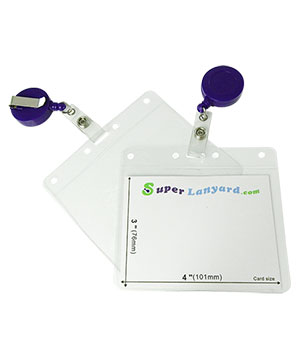  4x3 name badge holder with a purple badge reel-HHB089R-PRP 