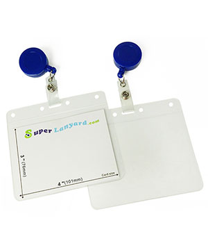  4x3 name badge holder with a royal blue badge reel-HHB089R-RBL 