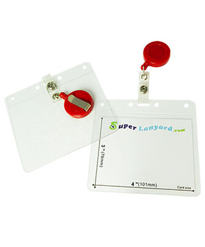 4x3 name badge holder with a red badge reel-HHB089R-RED 