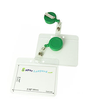  Name badge holder with a green retractable ID reel-HHB103R-GRN 