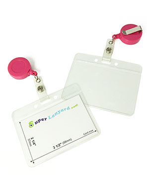  Name badge holder with a hot pink retractable ID reel-HHB103R-HPK 