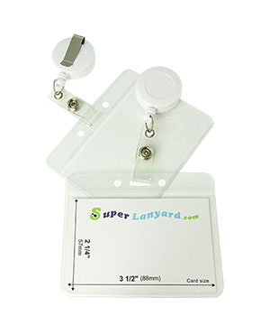  Name badge holder with a white retractable ID reel-HHB103R-WHT 