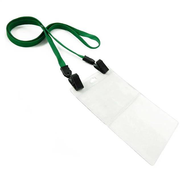  Green Double Clip Lanyard 