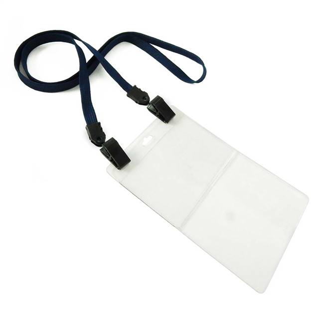  Navy Blue Double Clip Lanyard 