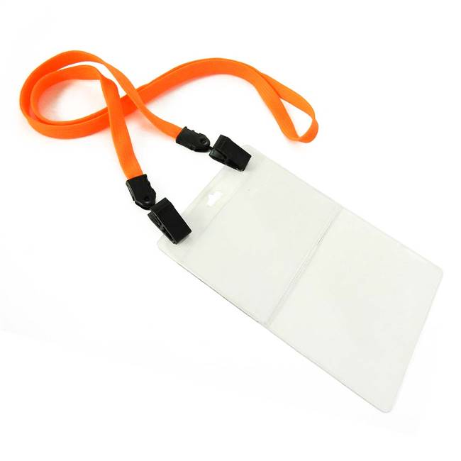  Neon Orange Double Clip Lanyard 