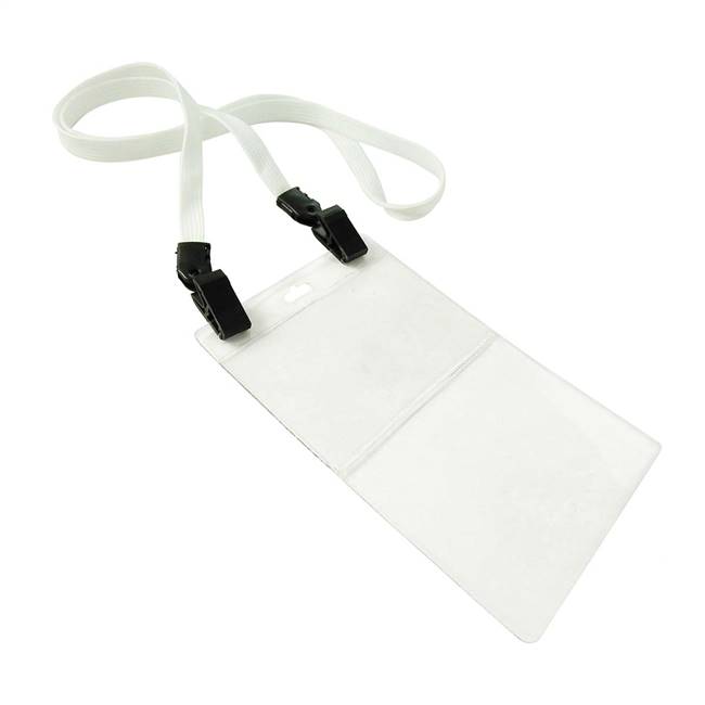  White Double Clip Lanyard 