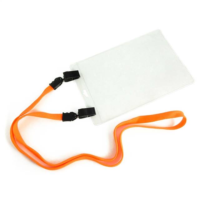  Neon Orange Double Clip Lanyard 