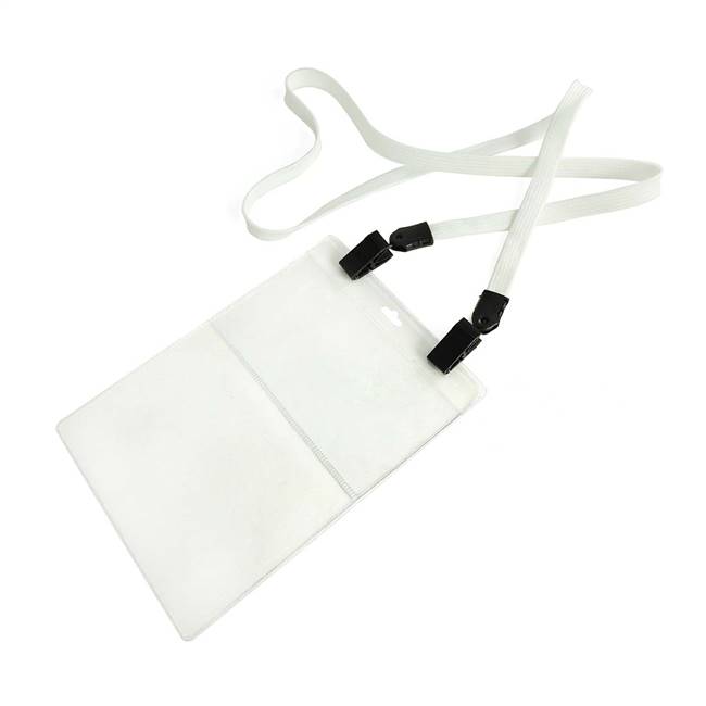  White Double Clip Lanyard 