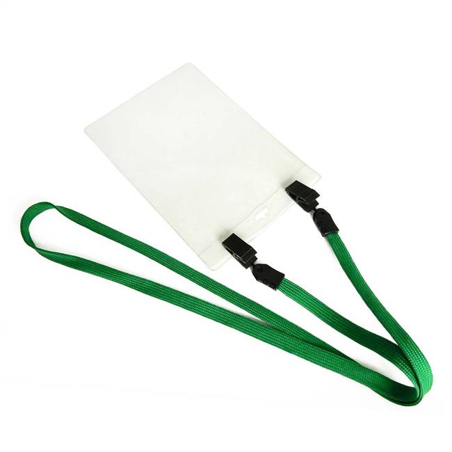  Green Double Clip Lanyard 