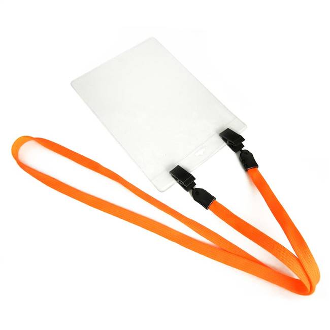  Neon Orange Double Clip Lanyard 