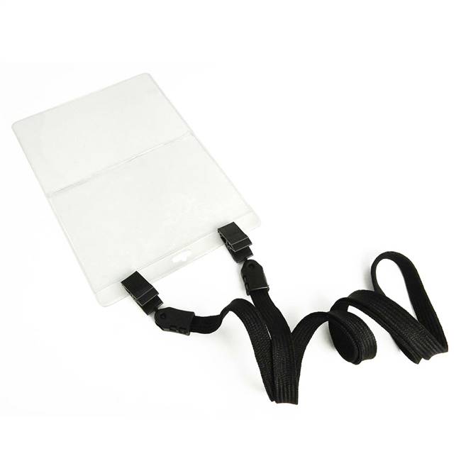  Black Double Clip Lanyard 