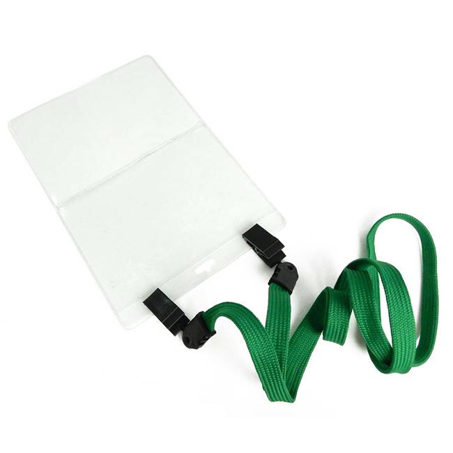  Green Double Clip Lanyard 