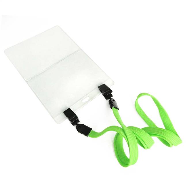  Lime Green Double Clip Lanyard 