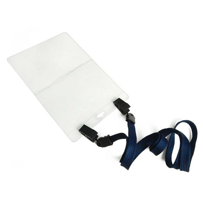  Navy Blue Double Clip Lanyard 