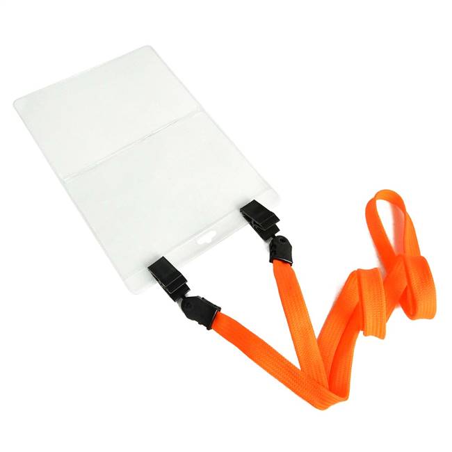  Neon Orange Double Clip Lanyard 