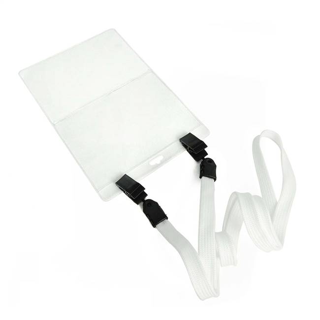  White Double Clip Lanyard 