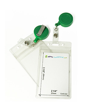  Zipper badge holder with a green ID reel-HVB016E-GRN 