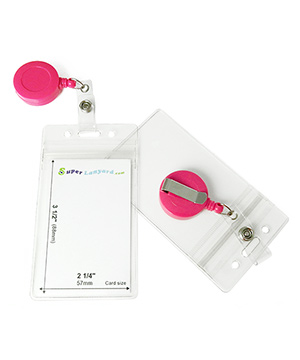  Zipper badge holder with a hot pink ID reel-HVB016E-HPK 