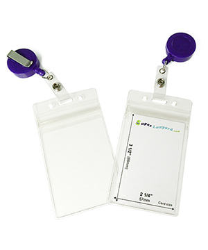  Zipper badge holder with a purple ID reel-HVB016E-PRP 