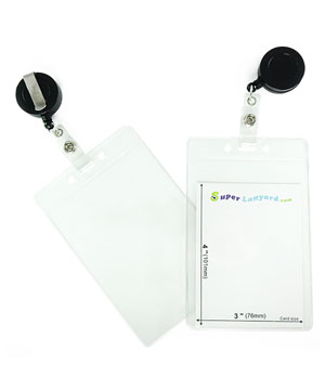  3x4 ID badge holder with a black retractable ID reel-HVB020R-BLK 