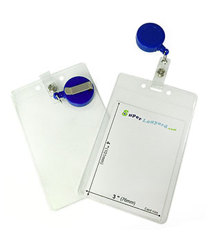  3x4 ID badge holder with a royal blue retractable ID reel-HVB020R-RBL 