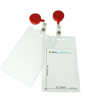  3x4 ID badge holder with a red retractable ID reel-HVB020R-RED 