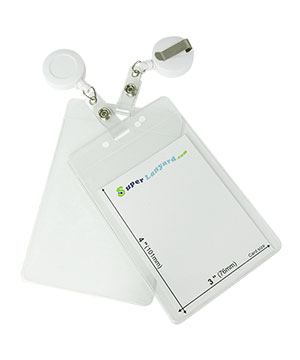  3x4 ID badge holder with a white retractable ID reel-HVB020R-WHT 