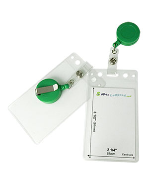  Name tag holder with a green retractable badge reel-HVB065R-GRN 