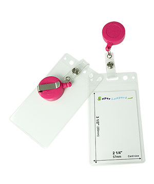  Name tag holder with a hot pink retractable badge reel-HVB065R-HPK 