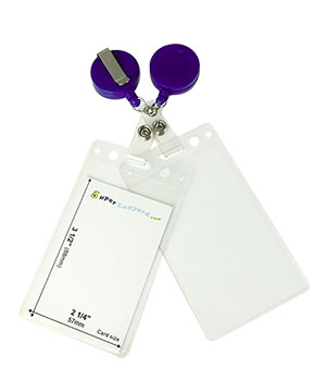  Name tag holder with a purple retractable badge reel-HVB065R-PRP 