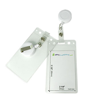  Name tag holder with a white retractable badge reel-HVB065R-WHT 