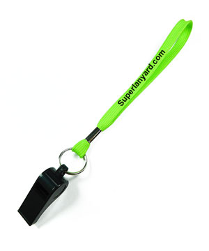  3/8 inch Custom wrist lanyard attached keyring with plastic whistle-custom screen printing 