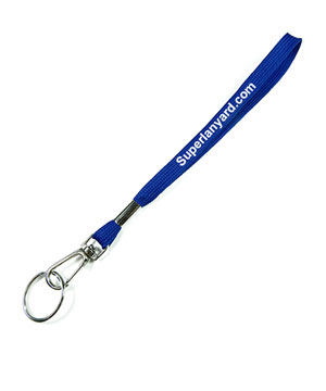  3/8 inch Custom short lanyard attached wire gate snap hook with keyring-custom screen printing 