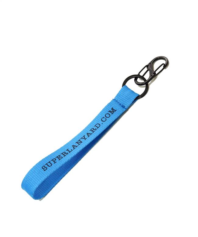  3/4 inch Personalized wrist lanyard attached split ring with dual carabiner-custom screen printing 