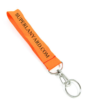  1 inch Customized wrist lanyard attached wire gate snap hook with keyring-custom screen printing 