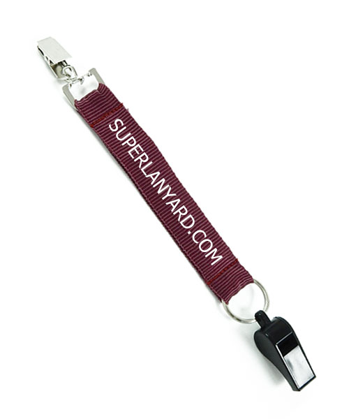  1 inch Personalized lanyards attached keyring with whistle and swivel clip-custom screen printing 