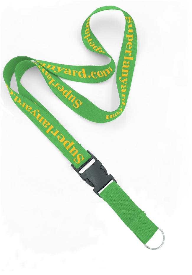  3/4 inch Custom lanyard attached keychain ring and detachable buckle-custom screen printing 