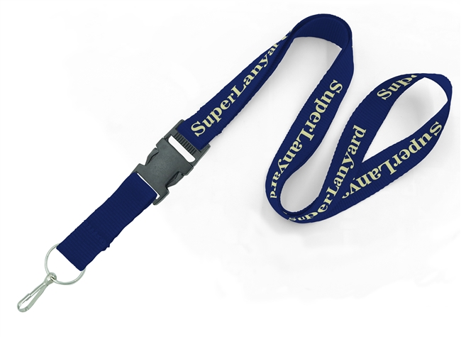  3/4 inch Custom lanyard attached metal split ring with lanyard hook and a detachable buckle-custom screen printing 