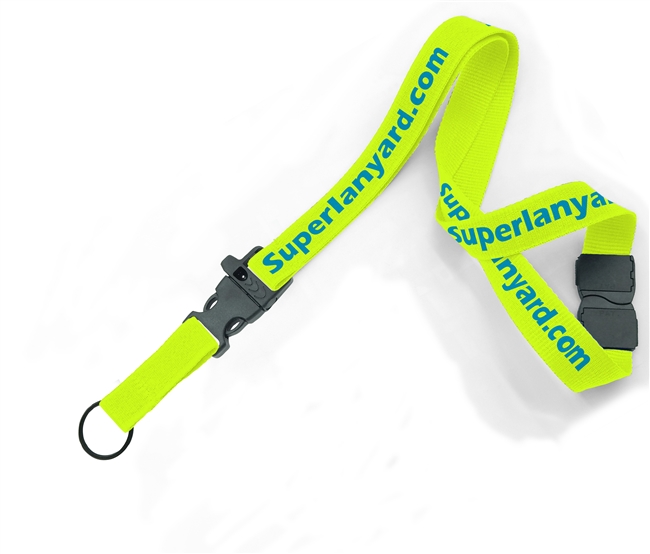  3/4 inch Custom breakaway lanyard attached keyring with a whistle and a release buckle-custom screen printing 