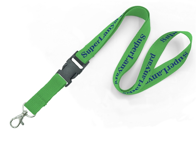  3/4 inch Custom lanyards attached silver nickel lobster clasp hook and detachable buckle-custom screen printing 