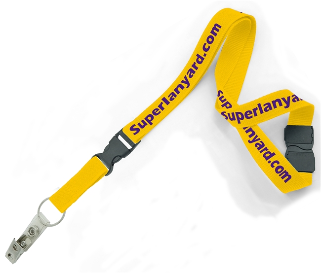  3/4 inch Custom breakaway lanyard attached key ring with a ID strap clip and a release buckle-custom screen printing 