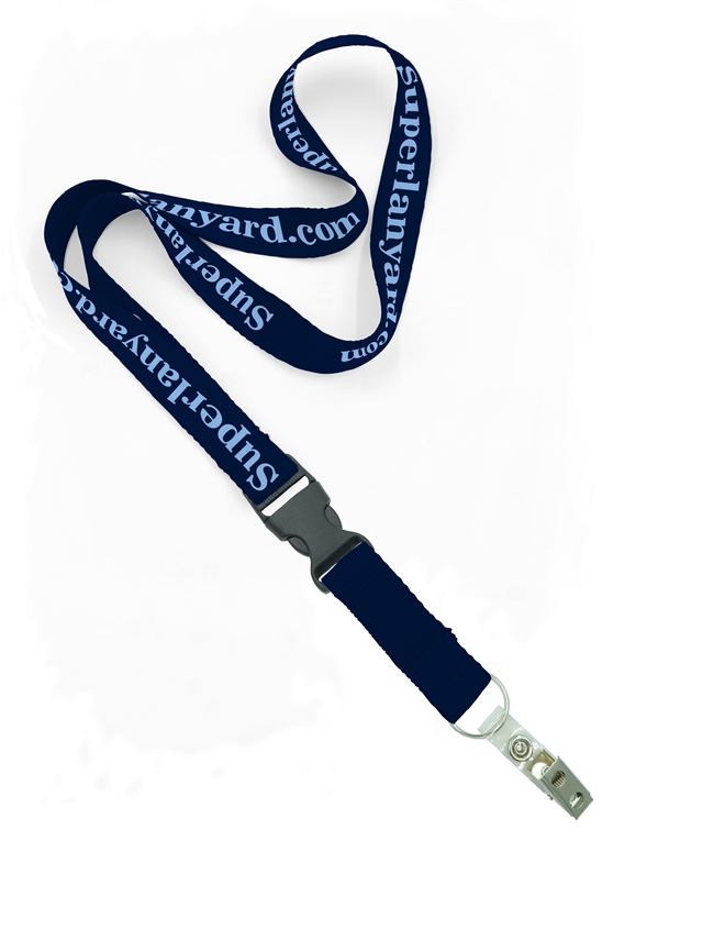  3/4 inch Custom lanyard attached key ring with a ID strap clip and a detachable buckle-custom screen printing 